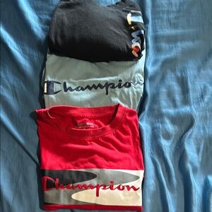 Champion Multicolor Logo T-Shirts - Black, Light Blue, Red